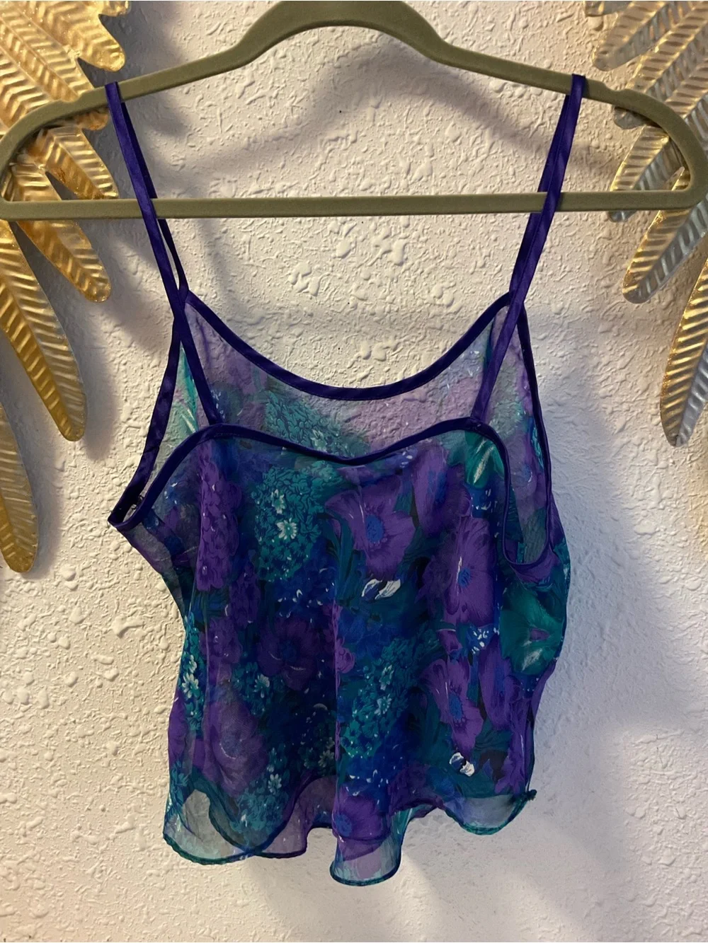 Vintage LA Intimates Floral Sheer Cami Tank Top - Picture 3 of 8